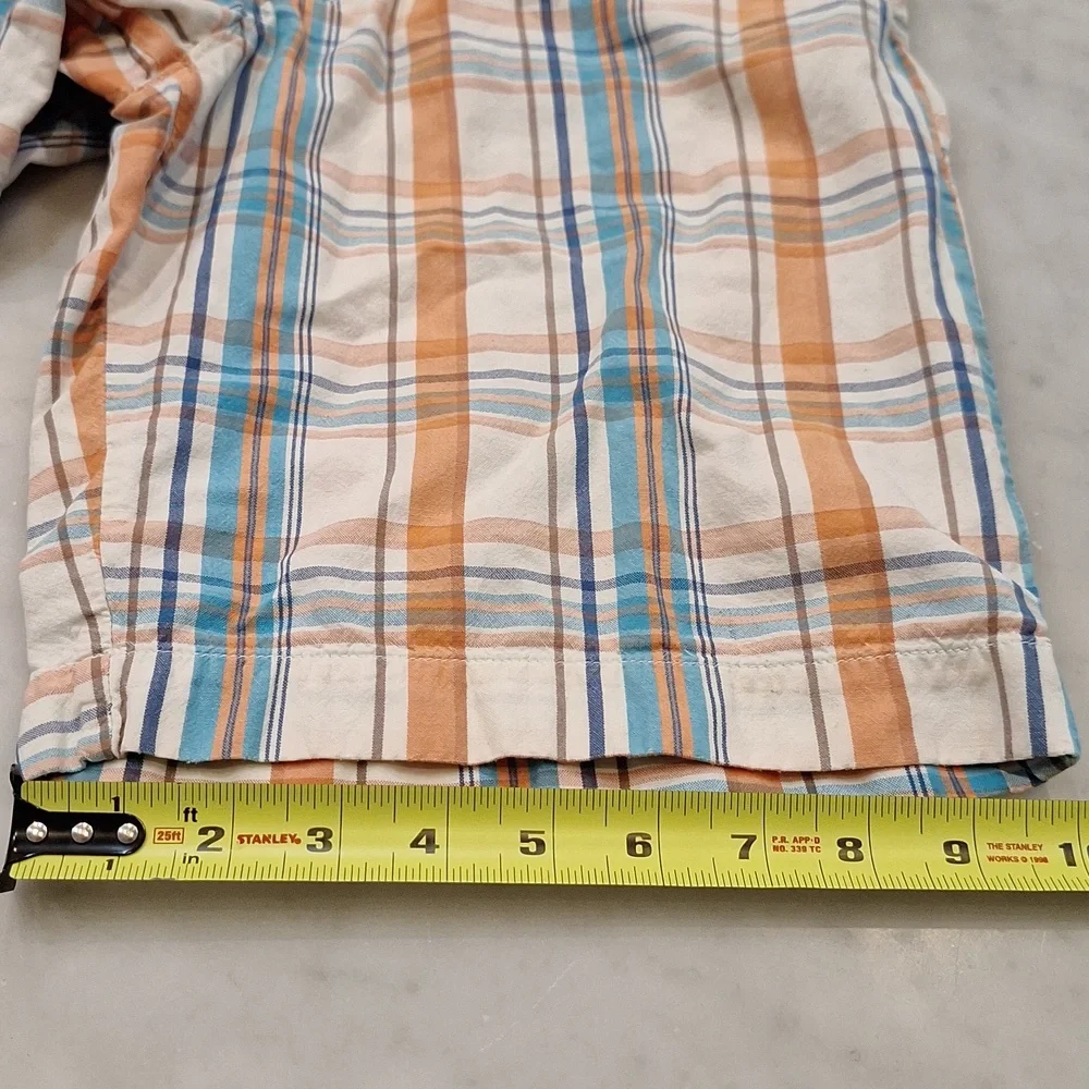 Vintage 90s Y2k Abercrombie & Fitch Frat Boy AS IS Plaid Orange Blue Shorts SzLg